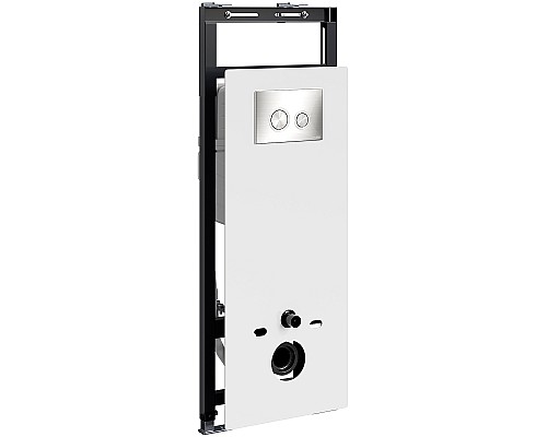 Инсталляция WasserKRAFT Salm 27TLT.010.ME.WH.BN01 для унитаза Белое стекло с клавишей смыва Никель