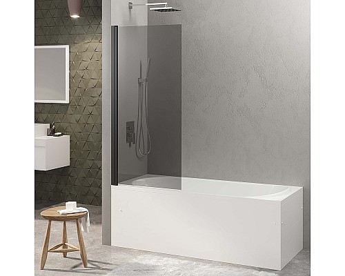 Шторка на ванну Berges River S Black 80х145 065016 профиль Черный матовый стекло тонированное
