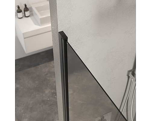 Шторка на ванну Berges River S Black 80х145 065016 профиль Черный матовый стекло тонированное