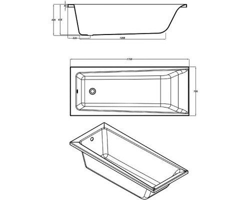 Акриловая ванна Cersanit Lorena 170х70 64265 (63323) без гидромассажа