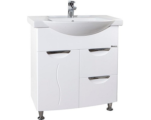 Тумба под раковину Bellezza Глория 75 4639512120010 с бельевой корзиной Белая