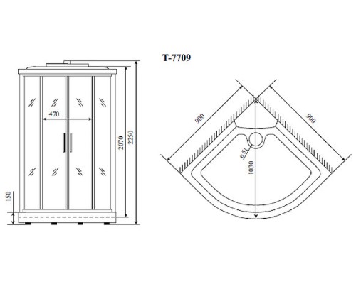 Душевая кабина Timo Lux 90x90 T-7709 с гидромассажем
