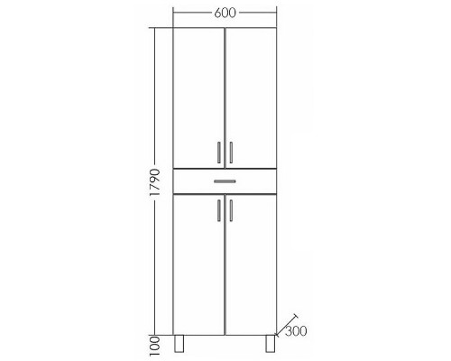 Шкаф пенал СанТа Стандарт 60 Белый