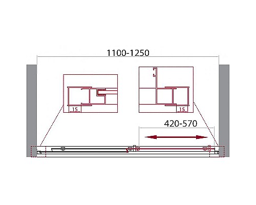Душевая дверь BelBagno Unique 125 UNIQUE-BF-1-110/125-C-Cr профиль Хром стекло прозрачное