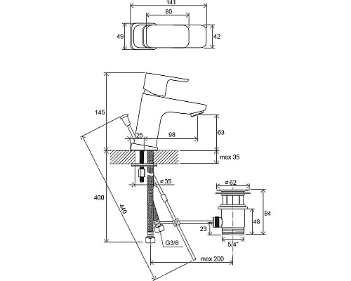 Смеситель для раковины Ravak 10° Free TD F 011.00 X070126 Хром