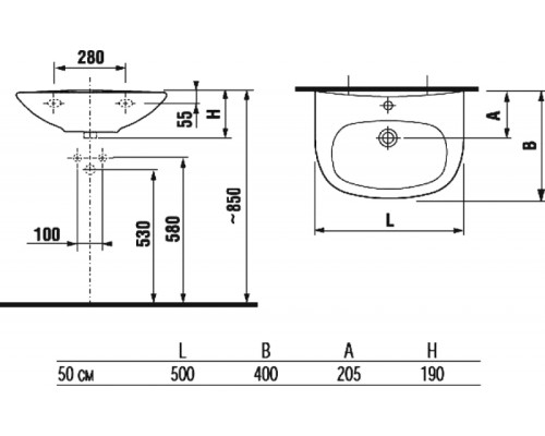 Раковина Jika Zeta 50 8.1039.0.000.104.9 Белая