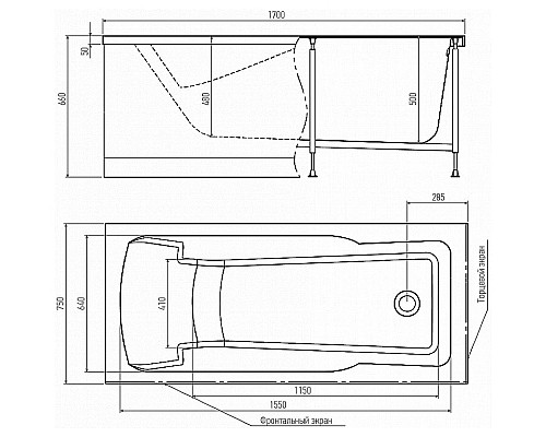 Акриловая ванна Alex Baitler Madin 170х75 без гидромассажа