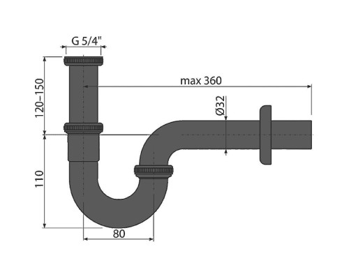 Сифон для раковины Alcaplast A4320BLACK Черный матовый