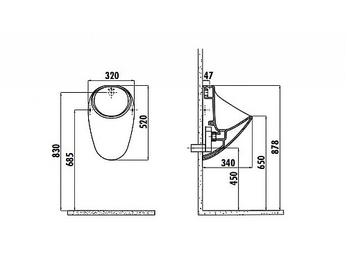 Писсуар Creavit TP635-11CB00E-0000 подвесной Белый