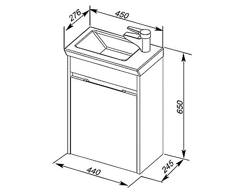 Тумба с раковиной Aquanet Дувр 45 213041 подвесная Белая