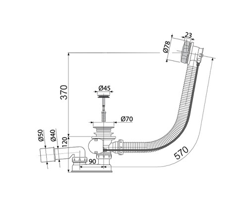 Слив-перелив Alcaplast A55Antic-RU-01 полуавтомат Бронза