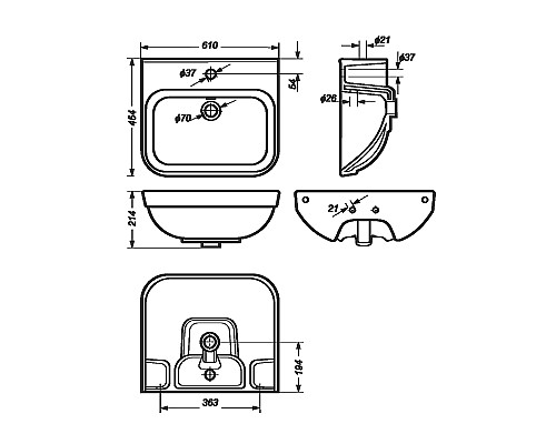 Раковина Sanita Luxe Next 60 WB.PD/Next/60-C/WHT.G/S1 Белая