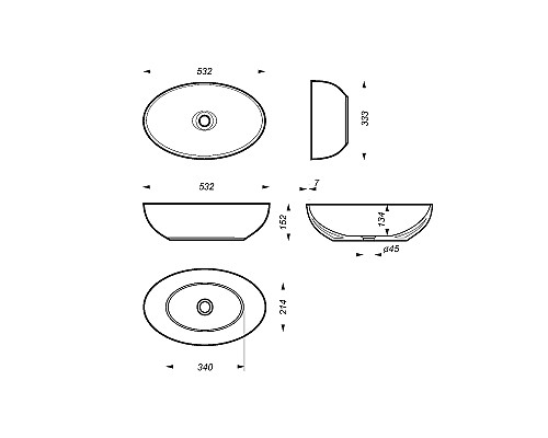 Раковина-чаша Sanita Luxe Ringo Slim 53 WB.CT/Ringo/53-N.Slim/WHT.G/S1 Белая