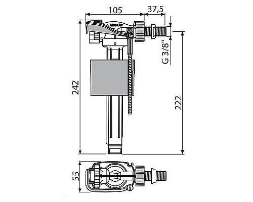 Наливная арматура Alcaplast A160-3/8 с боковой подводкой