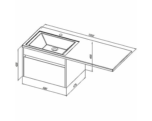 Тумба с раковиной Aquanet Токио 120 R 239213 подвесная Белая