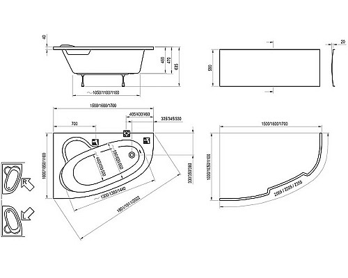 Акриловая ванна Ravak Asymmetric 160x105 R C471000000 без гидромассажа