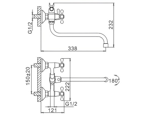 Смеситель для ванны Frap H08 F2708 универсальный Хром