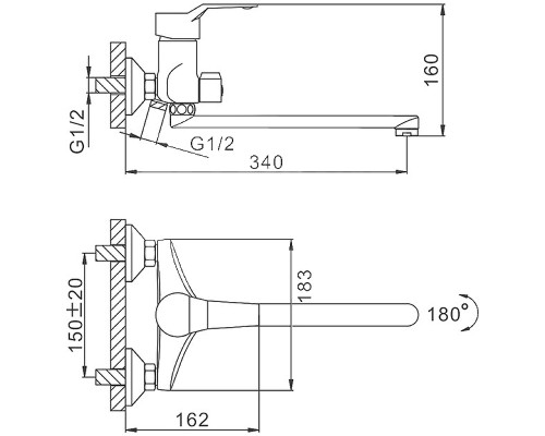 Смеситель для ванны Frap H220 F22063 универсальный Хром