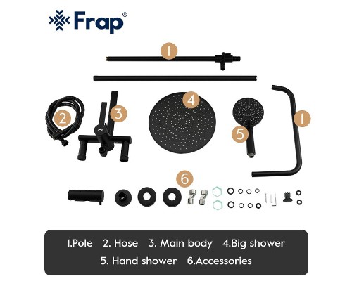 Душевая система Frap H67-6 F2467-6 Черная матовая