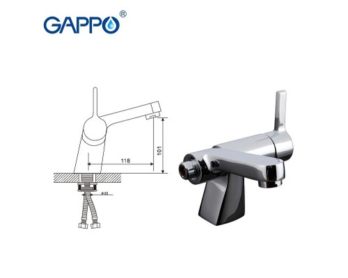 Смеситель на борт ванны Gappo Хром