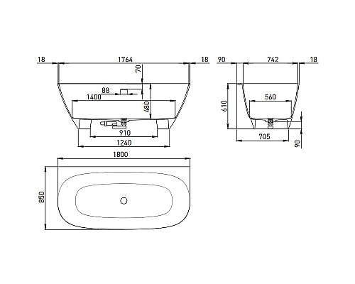 Ванна из искусственного камня Salini Sofia Wall 180х85 102523M Белая матовая