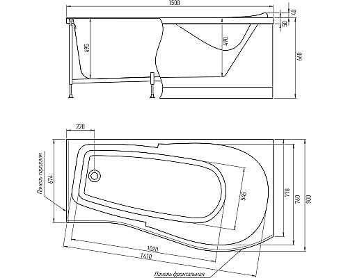 Акриловая ванна Timo Vino 150x90 R VINO1590R без гидромассажа