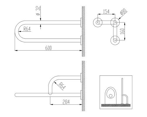 Поручень Nofer 15047.В Нержавеющая сталь глянцевая