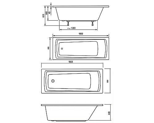 Акриловая ванна Ravak Domino Plus 180х80 C651R00000 без гидромассажа