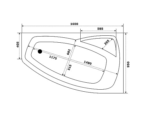 Акриловая ванна Bas Камея PRO 160x95 R В А0120 без гидромассажа