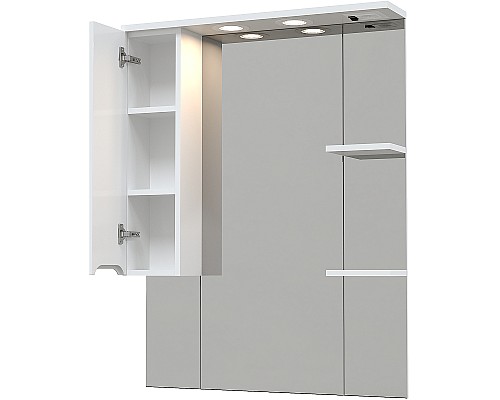 Зеркало со шкафом Avanti Uno 80 L 00710 с подсветкой Белое глянцевое Зеркало со шкафом Avanti Uno 80 L 00710 с подсветкой Белое глянцевое