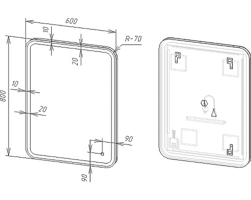 Зеркало DIWO Коломна 60 ЗЛП120 с подсветкой с сенсорным выключателем