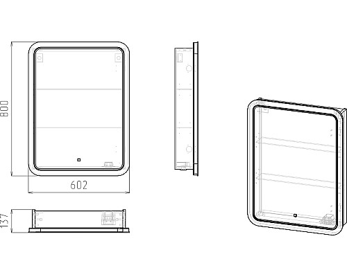Зеркальный шкаф STWORKI Монтре 60 Мон.03.60/W с подсветкой Белый