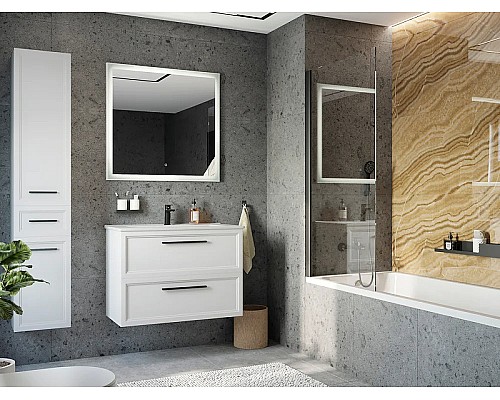 Зеркало STWORKI Эстерсунд 90 259343 с подсветкой Белое матовое с сенсорным выключателем