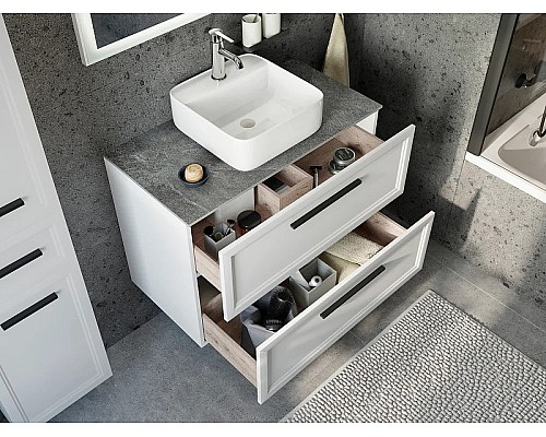 Комплект мебели для ванной STWORKI Эстерсунд 90 460316 подвесной Белый матовый Роверелла