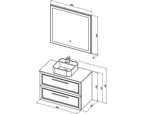 Комплект мебели для ванной STWORKI Эстерсунд 90 460316 подвесной Белый матовый Роверелла