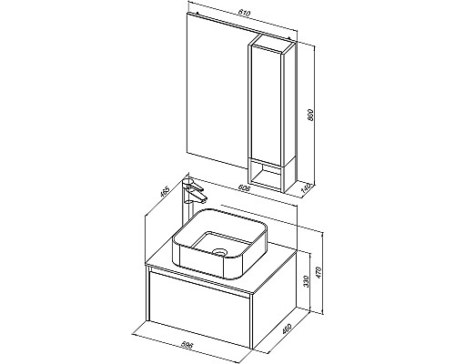 Комплект мебели для ванной STWORKI Карлстад 60 427870 подвесной Дуб рошелье