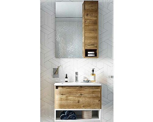 Комплект мебели для ванной STWORKI Карлстад 60 440541 подвесной Дуб рустикальный Белый