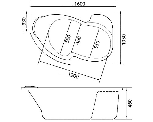 Акриловая ванна Marka One Aura 160x105 L 01ау1610л без гидромассажа