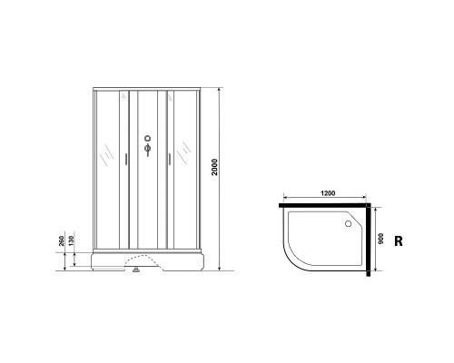 Душевая кабина Niagara Classic 120х90 R NG-33294-14RBK без гидромассажа