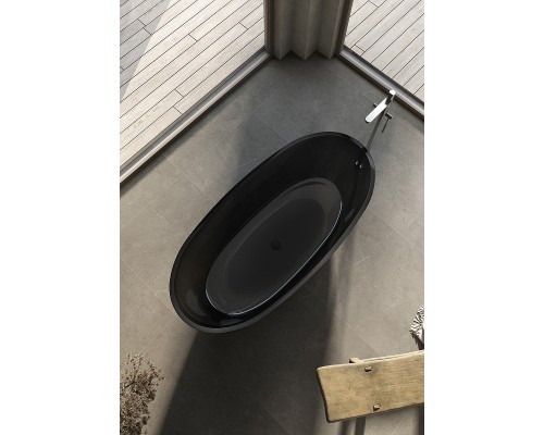 Ванна из полиэфирной смолы Abber Kristall 165х78 AT9701Onyx Черная без гидромассажа