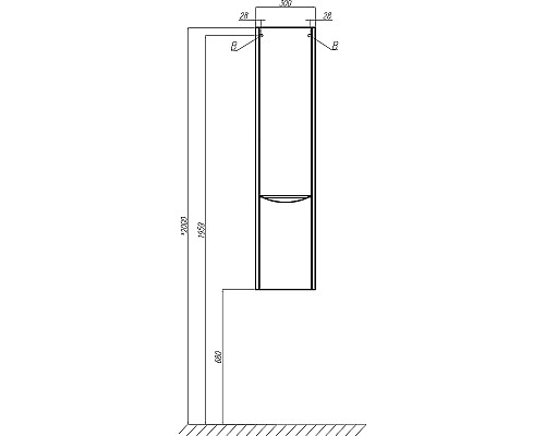 Шкаф пенал STWORKI Хельсинки 30 L 1A231703HI01L подвесной Белый глянец