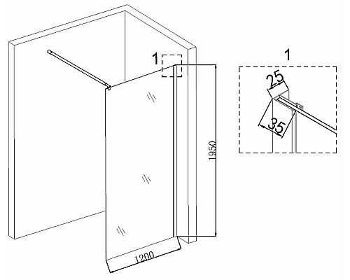 Душевая перегородка Niagara Nova 120 NG-663-12 профиль Хром стекло прозрачное