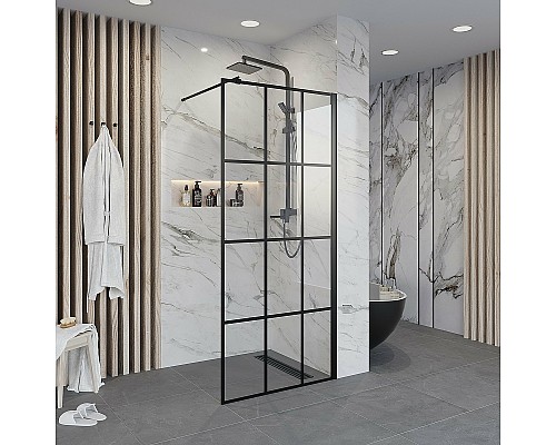 Душевая перегородка Niagara Nova 110 NG-685-11BLACK профиль Черный стекло прозрачное