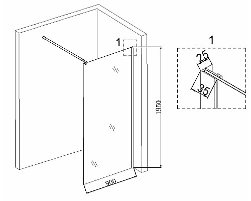 Душевая перегородка Niagara Nova 90 NG-687-90BLACK профиль Черный стекло прозрачное