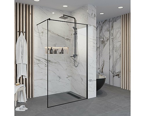 Душевая перегородка Niagara Nova 120 NG-687-12BLACK профиль Черный стекло прозрачное