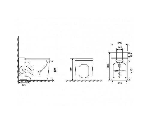 Унитаз Abber Rechteck AC1212P приставной с сиденьем Микролифт