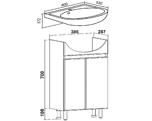 Тумба под раковину Runo Лада 40 00-00001194 Белая