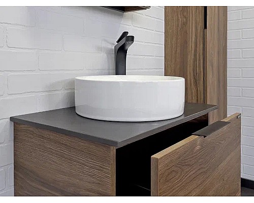 Тумба с раковиной Comforty Порто 60 00-00010676 подвесная Дуб темно-коричневый