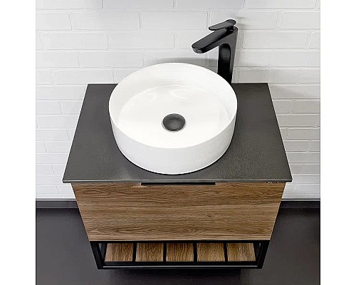 Тумба с раковиной Comforty Порто 60 00-00010676 подвесная Дуб темно-коричневый