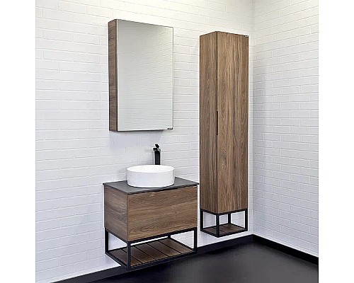 Тумба с раковиной Comforty Порто 60 00-00010676 подвесная Дуб темно-коричневый